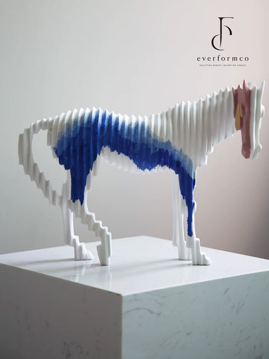 Blue Mirage Striped Horse Sculpture