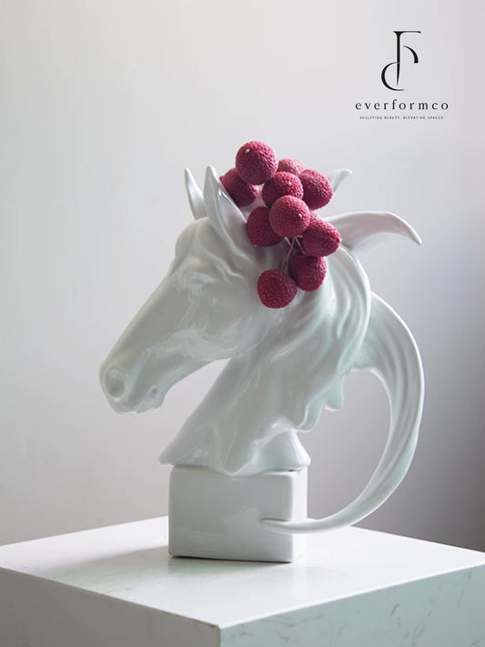 Ivory Stallion Ceramic Bust