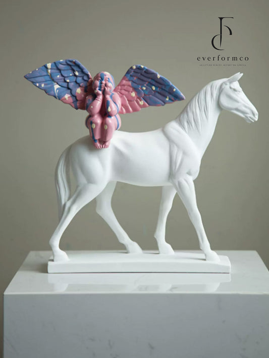 Blue Blush Cherub Sculpture