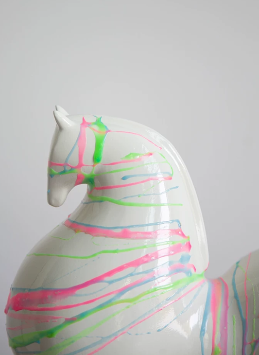 Candy Stripe White Horse Figurine