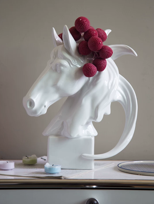 Ivory Stallion Ceramic Bust