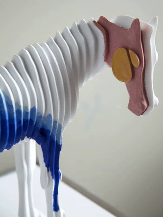Blue Mirage Striped Horse Sculpture