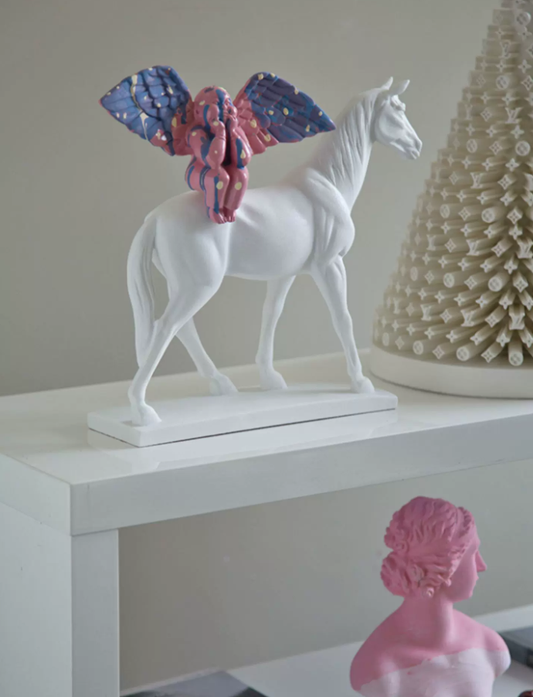 Blue Blush Cherub Sculpture